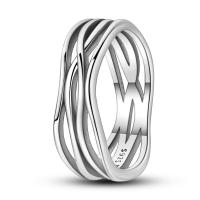 Exquisito anillo de Plata de Ley 925 para mujer, sortija Simple de varias capas con ondas, joyería para boda, citas, fiesta, regalos para mujeres y niñas - details 3