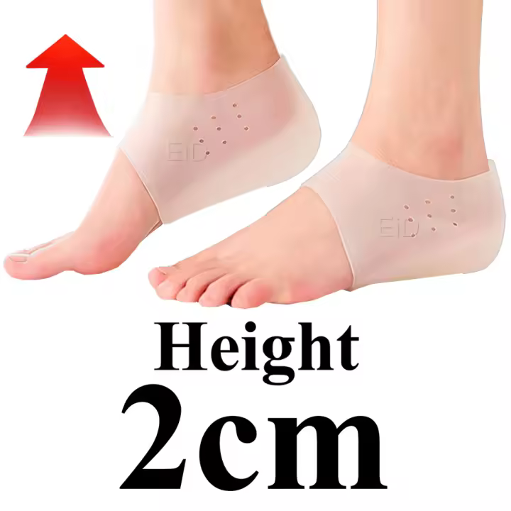 Plantilla Invisible con aumento de altura para hombre y mujer, calcetines de silicona con tacón, 2,5 cm, suela blanca para fascitis plantar - 1