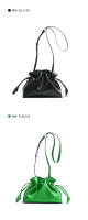 Bolso bandolera tipo cubo de cuero genuino de alta calidad con cordón ajustable y suave, hecho de cuero vacuno arrugado de nuevo estilo. - details 19
