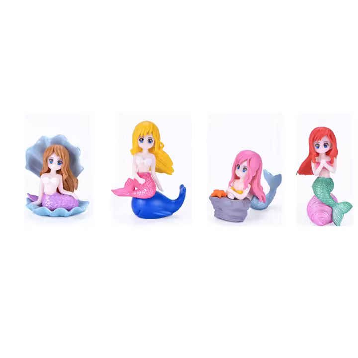 Modelo en miniatura Conjunto de 4 adornos de sirena Figuras de bricolaje Manualidades Juguete Modelo de resina de simulación Mini decoración de paisaje para regalos de decoración del hogar - 1