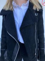 Chaqueta gruesa y cálida de piel de oveja para mujer, abrigo corto marrón para motocicleta, chaquetas de piel de oveja sintética, prendas de vestir de invierno - details 2