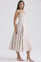 Novedad de verano, camisola floral larga con espalda expuesta, elegante vestido con vuelo grande y temperamento francés - details 5