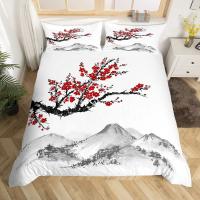 Juego de Ropa de Cama con Diseño de Cerezo Japónesako Sakura en Tamaño King/Queen Floral Primaveral Vintage para Mujeres y Niñas - details 3