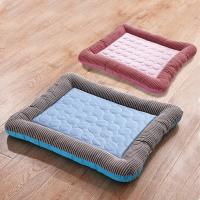 Cama con almohadilla de refrigeración para perros, gatos, cachorros, gatitos, manta fresca para mascotas, Material de seda de hielo suave para dormir en verano, rosa, azul, transpirable - details 1