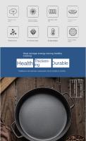 Sartén de hierro fundido duradera de 22/25 cm antiadherente y gruesa con tapa, doble asa, wok de hierro para cocina de gas e inducción. - details 5
