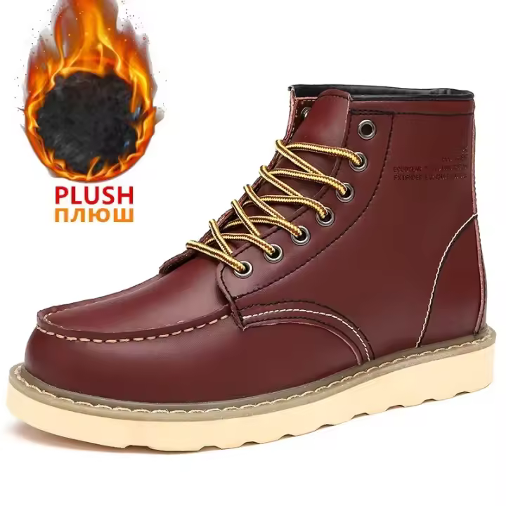 Botas de invierno para hombre de altura alta, impermeables, antideslizantes, hechas a mano con forro - 1