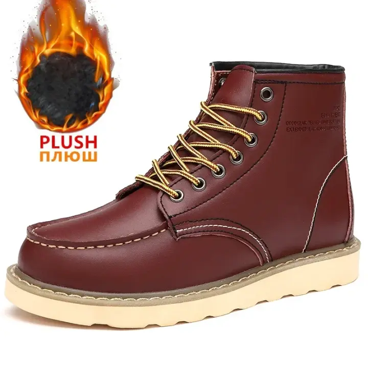 Botas de invierno para hombre de altura alta, impermeables, antideslizantes, hechas a mano con forro - 1