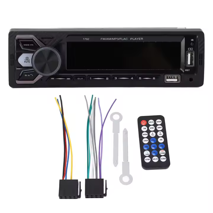 Reproductor de Radio MP3 para coche, conexión Bluetooth Dual, 7 luces de colores, asistente de voz inteligente, carga USB, receptor estéreo para coche - 1