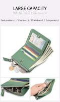 Cartera plegable de cuero genuino para mujer, billetera plegable con bloqueo RFID, tarjetero, billetera con clip para billetes, bolsillo para monedas con cremallera - details 6