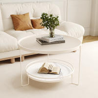 Mesa de centro redonda con marco de Metal resistente, estante de almacenamiento de vidrio templado, escritorio lateral moderno para sofá - details 2