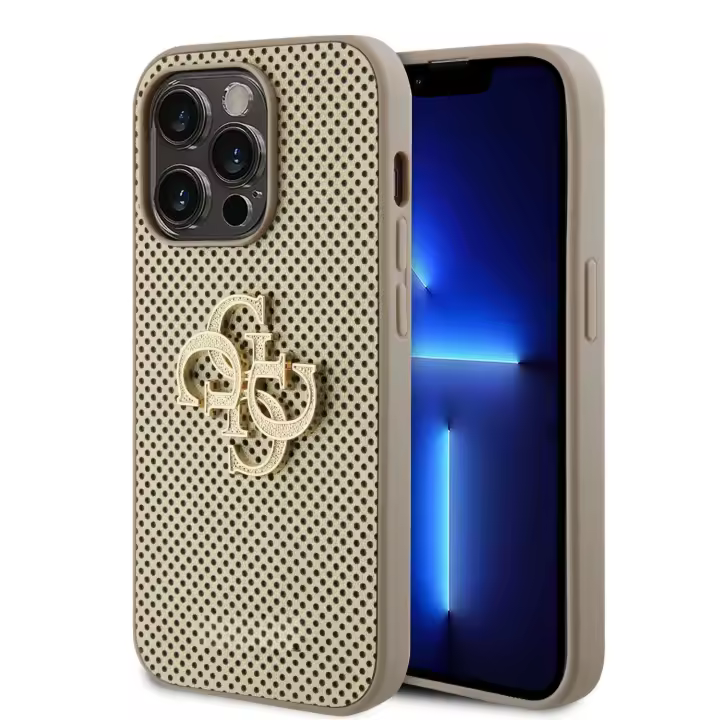 Funda TPU Perforada 4G Glitter Metal iPhone 15 Pro Max Gold Root Technology - 1