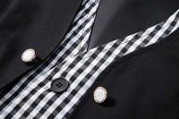 Chaleco de Dos Piezas de Moda para Hombres en Otoño Cuello en V, Tela de Poliéster, Traje a Cuadros de Colorido, Estilo Británico Casual Vintage Gentleman Leisure - details 6