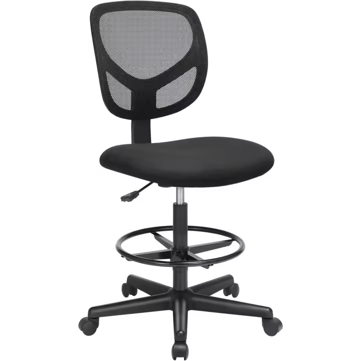 Giratoria, Altura y Reposapiés Regulables, Silla de Dibujo Ergonómica, Silla de Oficina con Reposabrazos, - 1