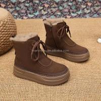 Botas cortas y tobilleras de suela gruesa cómodas para caminar al aire libre para mujer con logo de Dropshipping invierno nieve - details 6