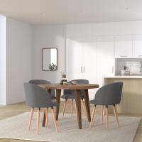 Silla de Comedor Nórdica Ergonómica con Resalto y Brazos Tapizada en Lino Madera para Patas - details 19