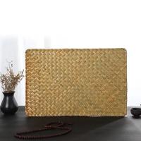 Manta de Mesa de Paja de Mar Natural Tejida a Mano Rectangular de Ratán Posavasos de Té de Paja - details 9