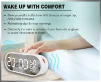 Reloj despertador con espejo Puerto de carga USB | Reloj digital con control táctil, brillo y volumen ajustables - details 1