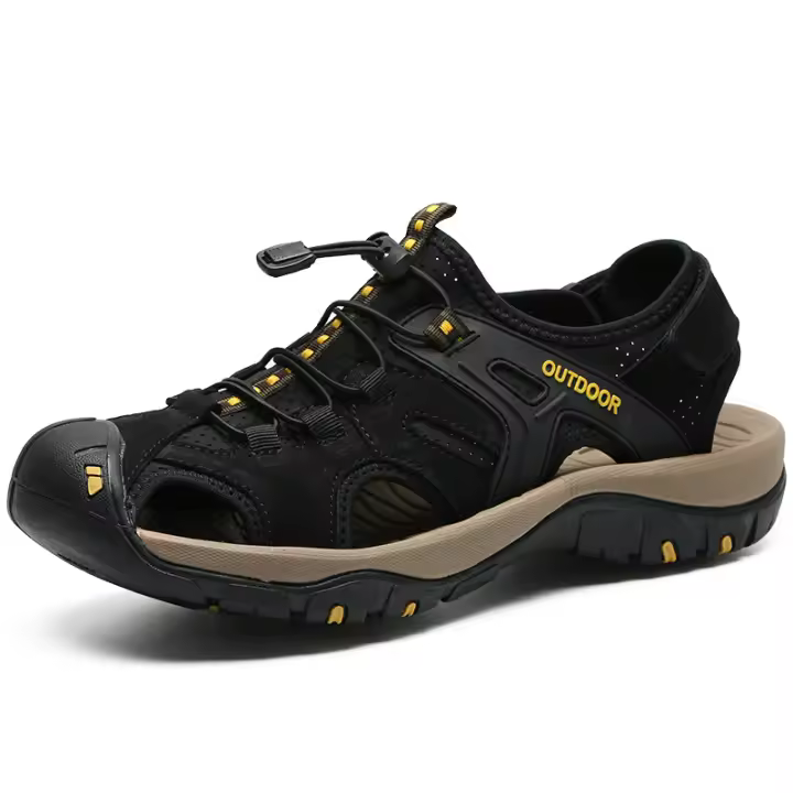 Sandalias de marca de verano para hombre, zapatillas de cuero genuino para hombre, sandalias de gladiador para playa para hombre, zapatos suaves y cómodos para caminar al aire libre - 1