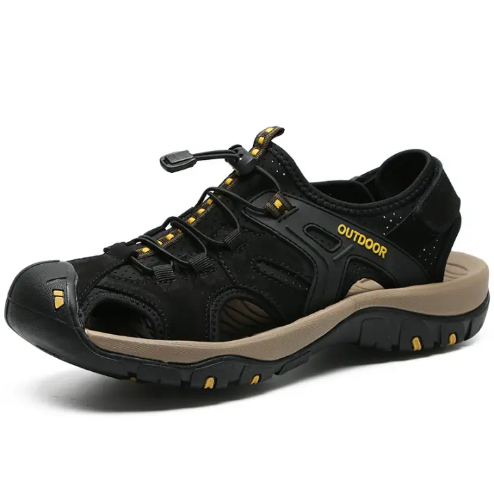 Sandalias de marca de verano para hombre, zapatillas de cuero genuino para hombre, sandalias de gladiador para playa para hombre, zapatos suaves y cómodos para caminar al aire libre - 1