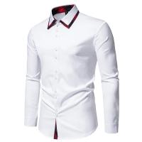 Camisas Negras Suaves de Algodón-Poliéster para Hombre Ropa Elegante Casual con Manga Larga y de Cachemira Azul - details 3