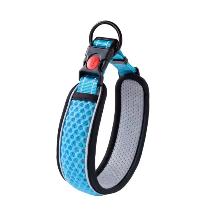 Collar de perro reflectante transpirable con red de panal, Collar ajustable de nailon para mascotas, cuerda de tracción suave y cómoda para mascotas - 1