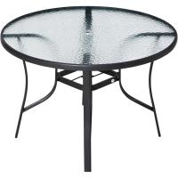 Mesa de Cristal para Jardín Redonda de Comedor con Marco de Acero Terraza Balcón Exterior - details 0