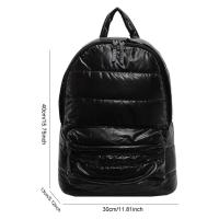 Mochila de plumón liso, mochila acolchada de gran capacidad, mochila escolar para estudiantes adolescentes, mochila multibolsillo, mochila versátil de algodón acolchada - details 1