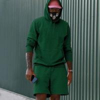 Conjunto de sudadera y pantalón corto de color sólido para hombre, informal y a la moda - details 6