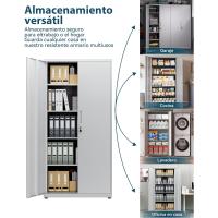 Armario de Garaje de 5 Estantes con Cerradura, Armario de Oficina con Estantes Ajustables, para Oficina, Garaje y Lavadero, Negro - details 10