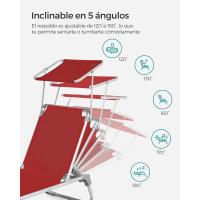 Silla de Senderismo Tumbona Reclinable Plegable, Ligera, 55 x 193 x 31 cm, Carga 150 kg - details 12