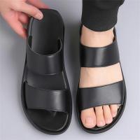 Zapatillas para Hombre de Cuero de Alta Calidad Sandalias Planas Antideslizantes para Exteriores y Verano - details 1
