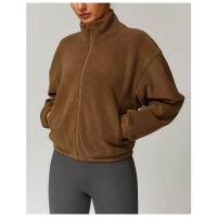 Chaqueta de lana Chaqueta con cremallera para mujer Chaqueta informal suave y cómoda de invierno suave y cálida Ropa para exteriores con cuello alto - details 3