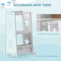 Taburete de Aprendizaje 2 en 1 Versátil para Niños Mayores de 3 Años Convertible en Mesa y Silla con Barra de Seguridad 60x44,5x86 cm Blanco - details 5