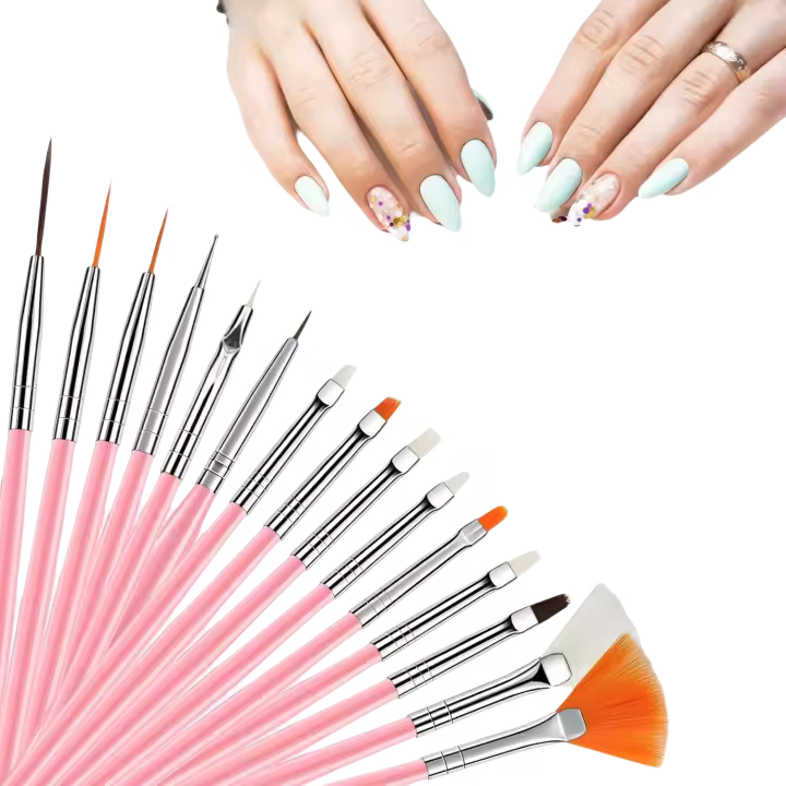 YIKOOLIN Set De 15 Pinceles Para Uñas Acrílicos UV Gel Pintura Arte De Uñas Herramientas De Dibujo Y Puntos Para Esmalte De Uñas Profesional - 1