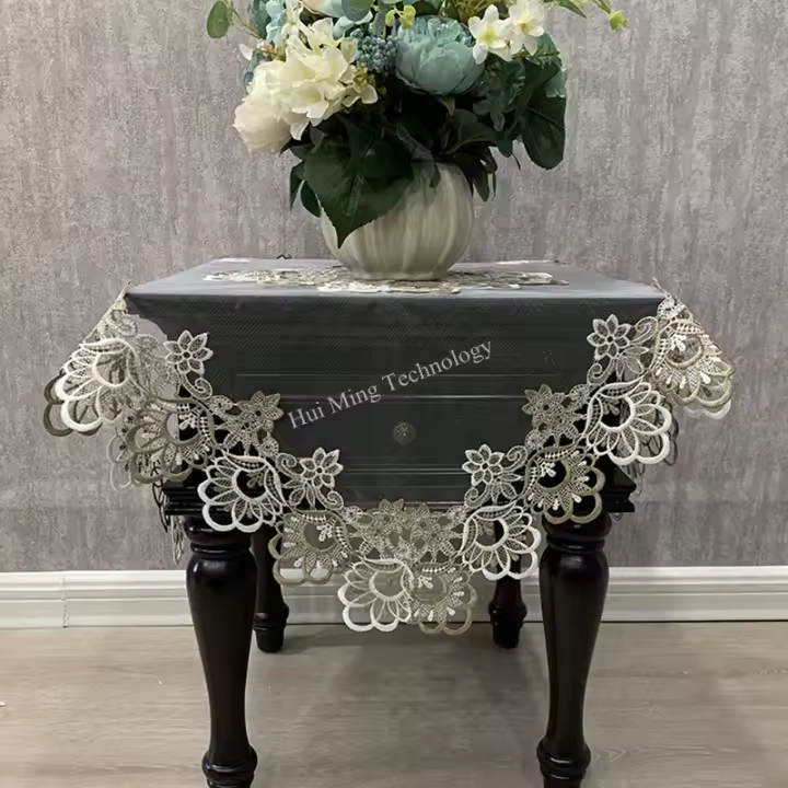 Mantel cuadrado de tela blanca, cubierta de comedor de encaje bordado, mesa Juppe wer, manteles elegantes, toallas - 1