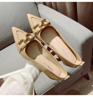 Zapatos de noche de tacón bajo, boca poco profunda, punta puntiaguda para un estilo otoñal con falda. - details 12