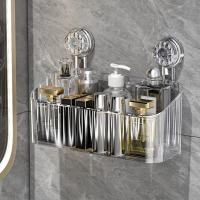 Caja de almacenamiento hueca sin perforaciones con ventosa, organizador de estante de artículos de tocador duraderos para cocina y baño - details 7
