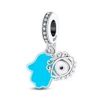 Conjunto de dijes para pulsera de dos piezas con ojo mágico brillante, fabricado en plata con piedra principal de circonia. - details 3