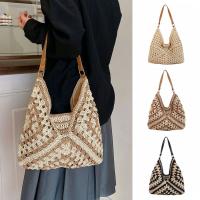 Bolso de ganchillo de paja de verano a la moda, bolso de hombro tejido para ocio en la playa, bolsos de mujer informales para vacaciones, señoras/niñas - details 8