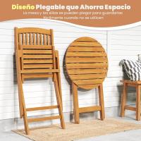 Set de Bistró con 3 Piezas Plegables, Mesa y Sillas Terraza de Madera de Acacia con 2 Cojines Acolchados Extraíbles, Muebles de Exterior para Patio Jardín Veranda Balcón (Rojo) - details 21