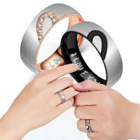 Anillos De Acero Inoxidable Corazón Rosa/Oro Para Parejas Anillo De Amor Y Compromiso Para Hombres Y Mujeres Joyería Tendencia - details 1