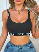 EasyFave Sujetador de punto con forma de corazón y letras para mujer - details 25