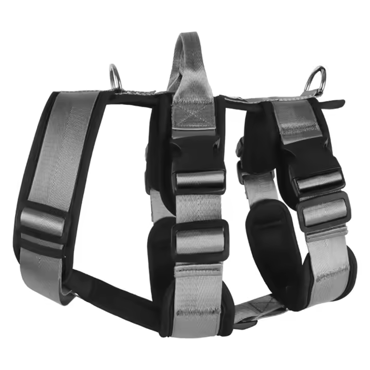 Arnés para perros grandes a prueba de explosiones con asa, correas de pecho ajustables duraderas para perros grandes, gris, L - 1