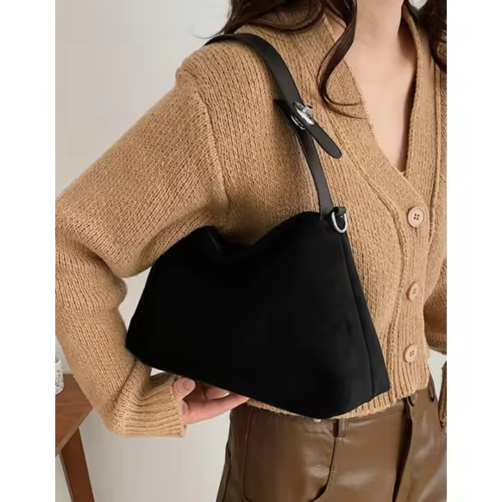 Bolso Hobo de gamuza para mujer, bolso de hombro con forma de media luna, bolsos de moda, bolso cruzado con forma de luna, bolsos con asa superior Y2k - 1