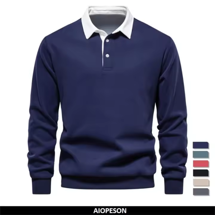 Sudaderas con cuello tipo Polo para hombre, ropa informal y Social, sudaderas de algodón de calidad, nuevo diseño de moda de otoño, 2025 - 1
