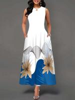 Women's Boho Long Dress Elegant Sleeveless Floral Print Casual Beach Party Summer Dress - details 30