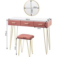 Mesa de Maquillaje Redonda con 3 Cajones Juego de Mesa Tocadora con Taburete - details 2
