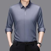 Nueva camisa informal de negocios de manga larga de Color sólido resistente a las arrugas cómoda para todas las estaciones Top versátil - details 12