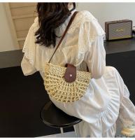 Bolso tejido de paja Retro de verano para mujer, bolso de playa para vacaciones en la playa, bolso de hombro tipo bandolera, bolso tejido para sillín de axila - details 13