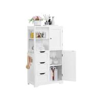 Mueble de Baño, Auxiliar de Madera MDF Armario de Bañocon Cajones y Estantes Ajustables Armario de Almacenamiento para Sala de Estar Blanco 81×30×81,5cm - details 13